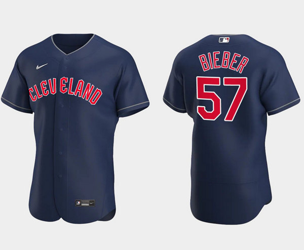 Women's Cleveland Indians #57 Shane Bieber Flex Base Stitched Baseball Jersey(Run Small)